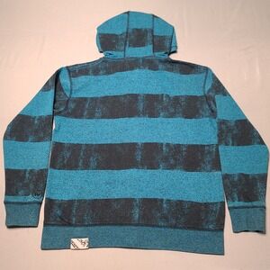 Shaun White Zip Hoodie Men Medium Teal Gray Striped Skater Streetwear Sweatshirt